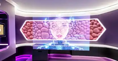 Showroom inmersivo de Alula Gold Confort de Lactalis con holograma científico